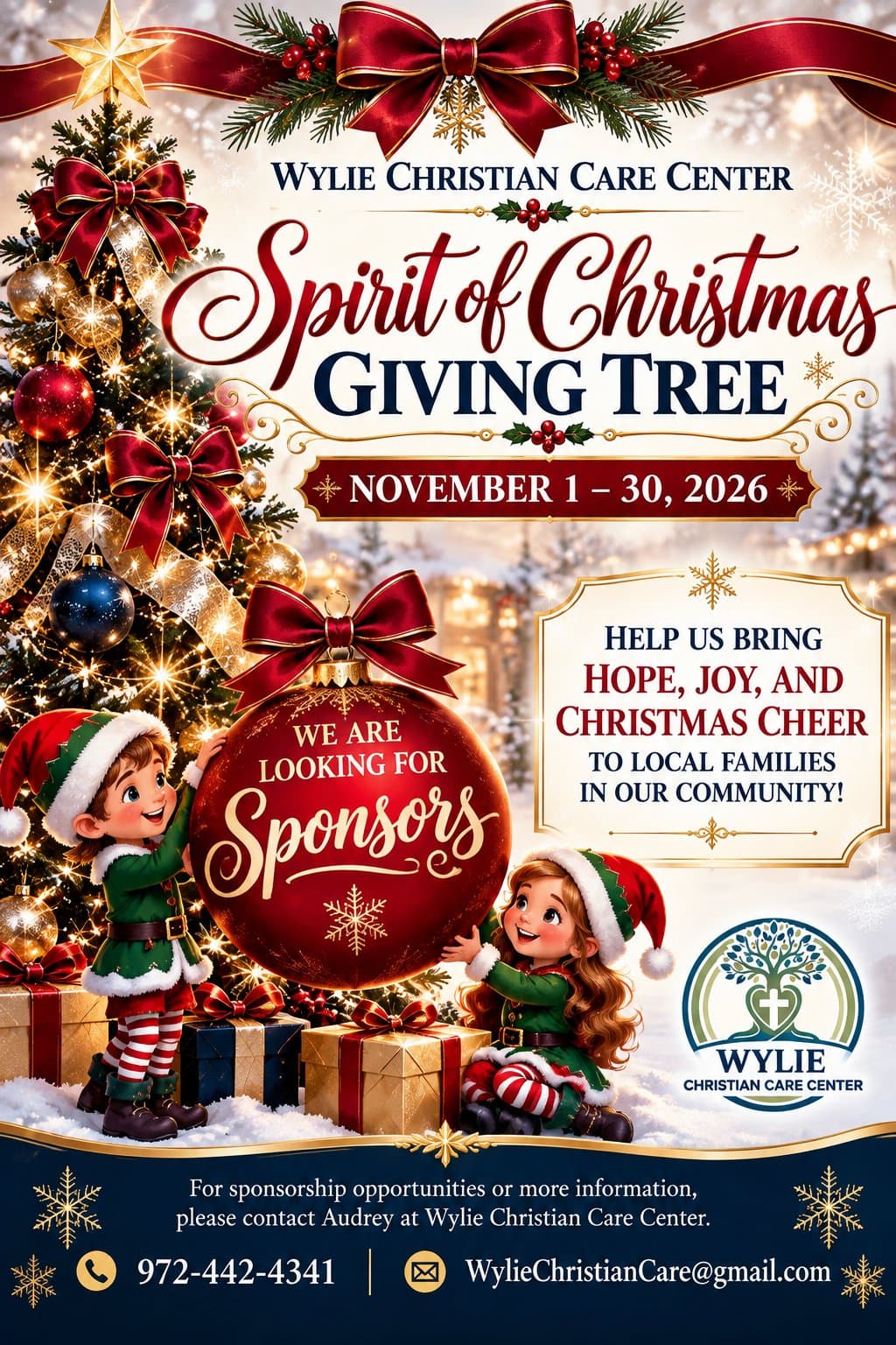 Spirit of Christmas Giving Tree flyer