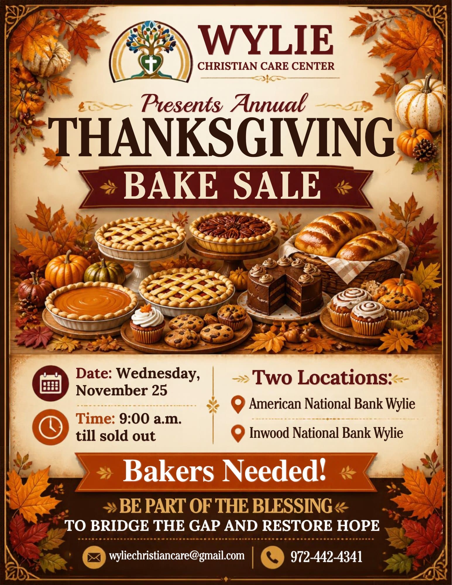 Annual Thanksgiving Bake Sale flyer